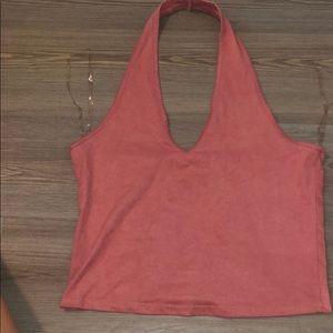 Pink suede halter top